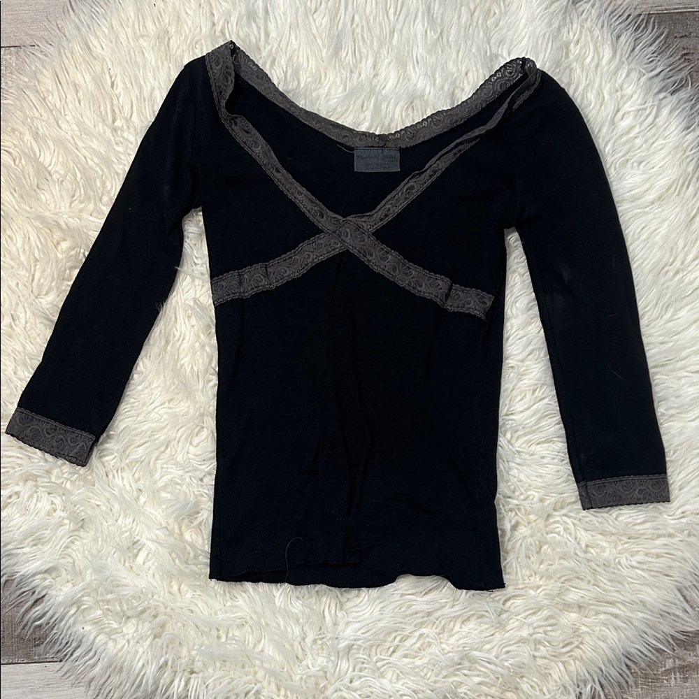 MICHAEL STARS Elegant Black Lace Trim Women's Top
